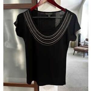 Banana Republic Drop-shoulder T-shirt w/ Chain Neck Detail - Black Size S
